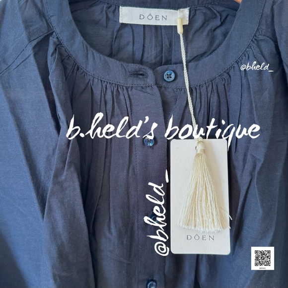 Dôen Jane Blouse in Navy Blue Organic Cotton Viscose Size XS Brand New NWT - Picture 3 of 10